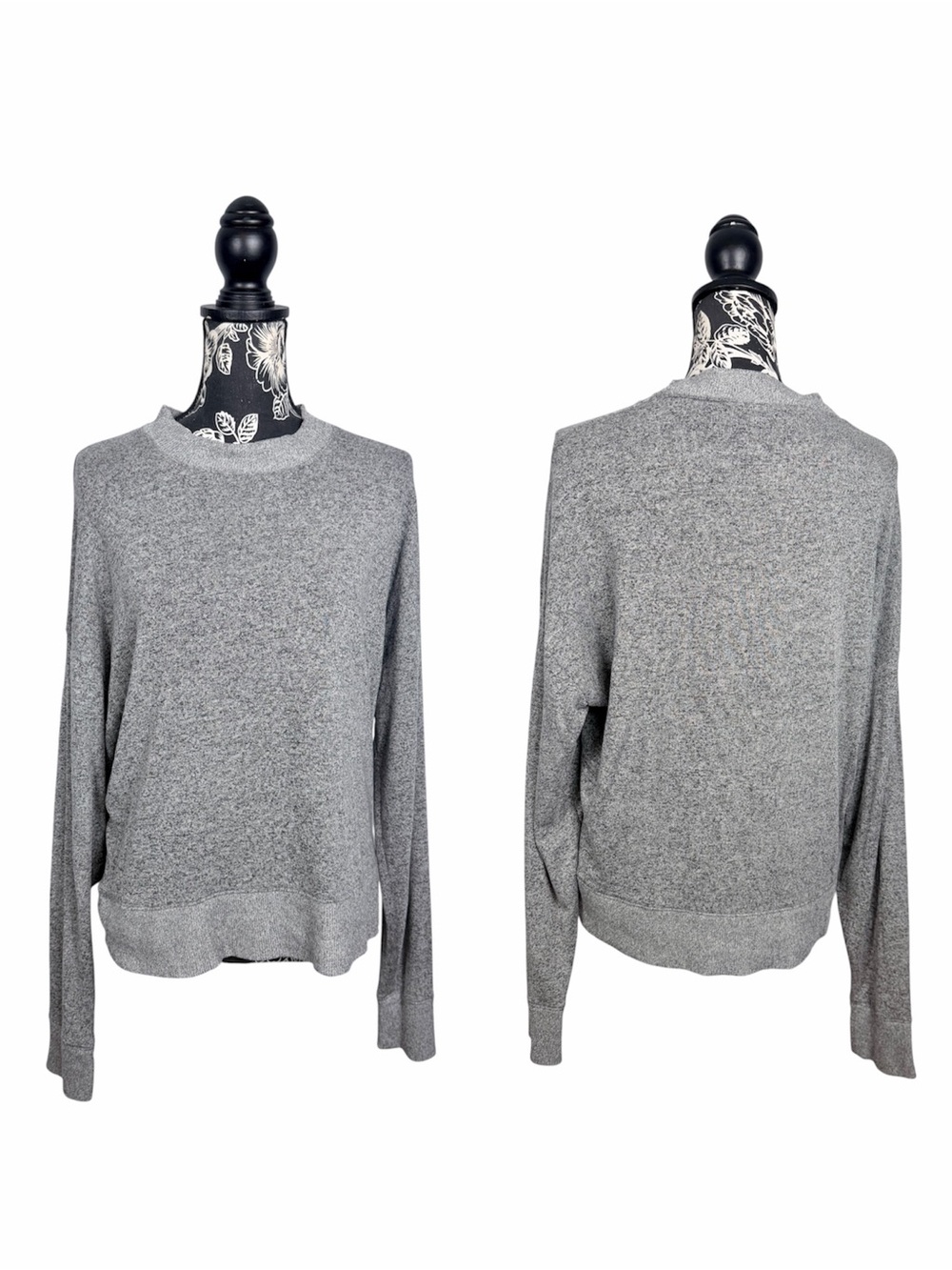 J Crew grey lightweight crop long sleeve sweater size large